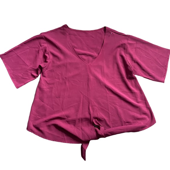 PLUS SIZE burgandy tie front top - Picture 3 of 3